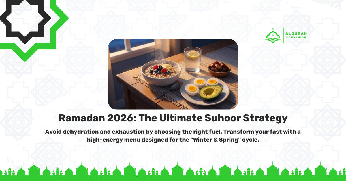 Healthy Suhoor meal with oatmeal dates and eggs for Ramadan energy.