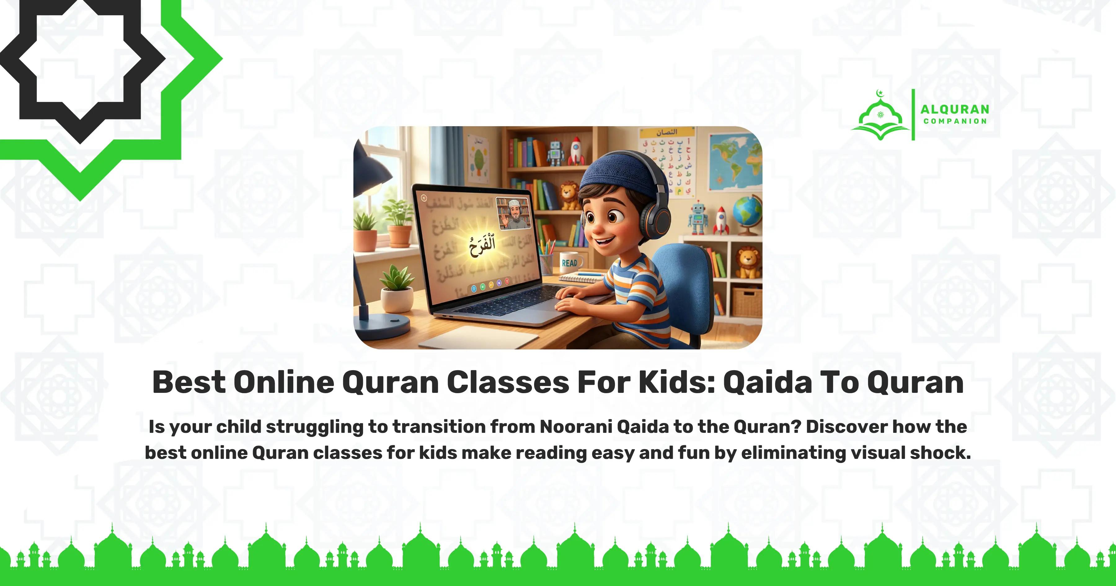 A split-screen illustration contrasting virtual burnout with engaging learning. On the left, an exhausted professional rubs his aching eyes in a dark room, visually representing the "Zoom fatigue" of being just another face in a gallery view after a marathon of back-to-back meetings. On the right, a smiling adult sits in a well-lit room, actively participating in a personalized 1-on-1 online Quran class with an expert tutor on his desktop monitor. The banner features the Al Quran Companion logo and text that reads: "Best Online Quran Classes for Adults: Beat Zoom Fatigue. Discover the best online Quran classes for adults designed to end virtual burnout. Experience interactive, engaging, and flexible learning tailored specifically for busy professionals."