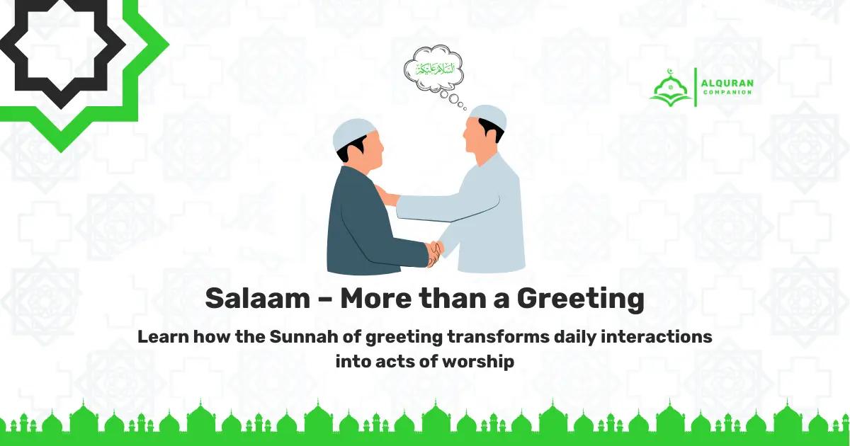 Muslims greeting each other with Salaam, the Islamic greeting of peace